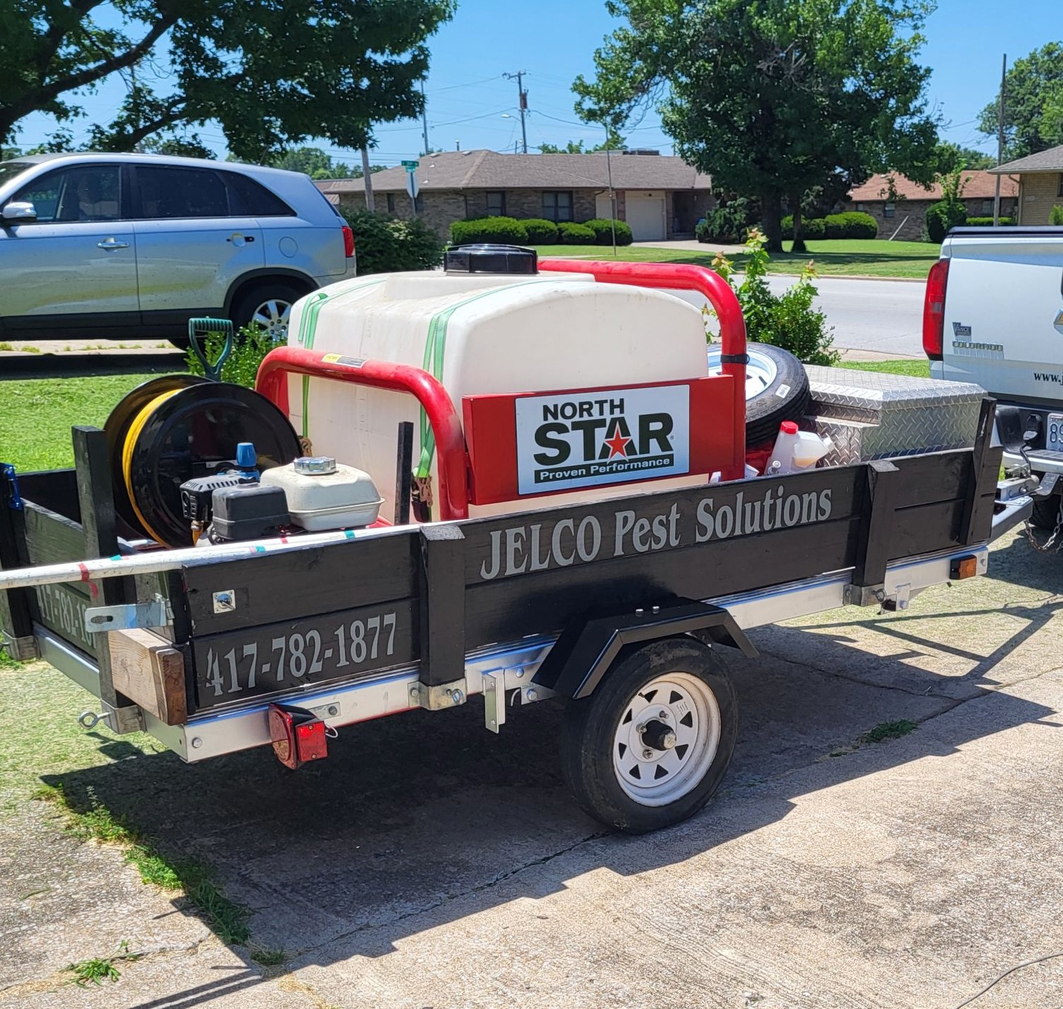 termite spray rig mounted on trailer