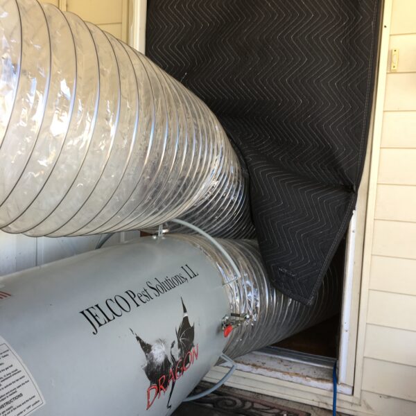 bed bug heater and intake duct during a job