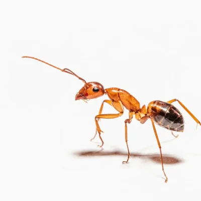 solitary ant on white background